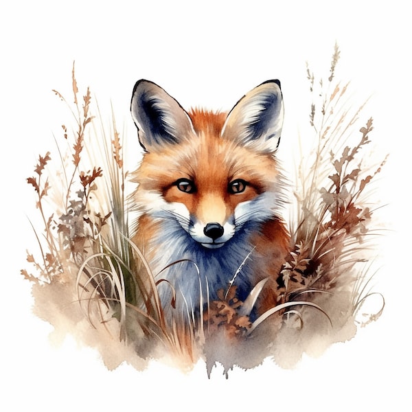 Aquarell Fuchs Clipart - 10 digitale Clipart Bündel - hochwertige Bilder, druckbare Kunst, JPEGs - digitaler Download - benutzerdefinierter Druck