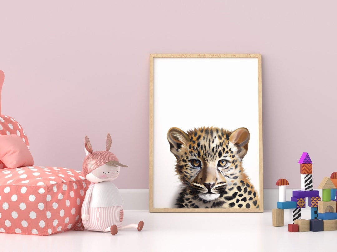 Baby Leopard Printable Woodland Nursery Wall Art Leopard Etsy
