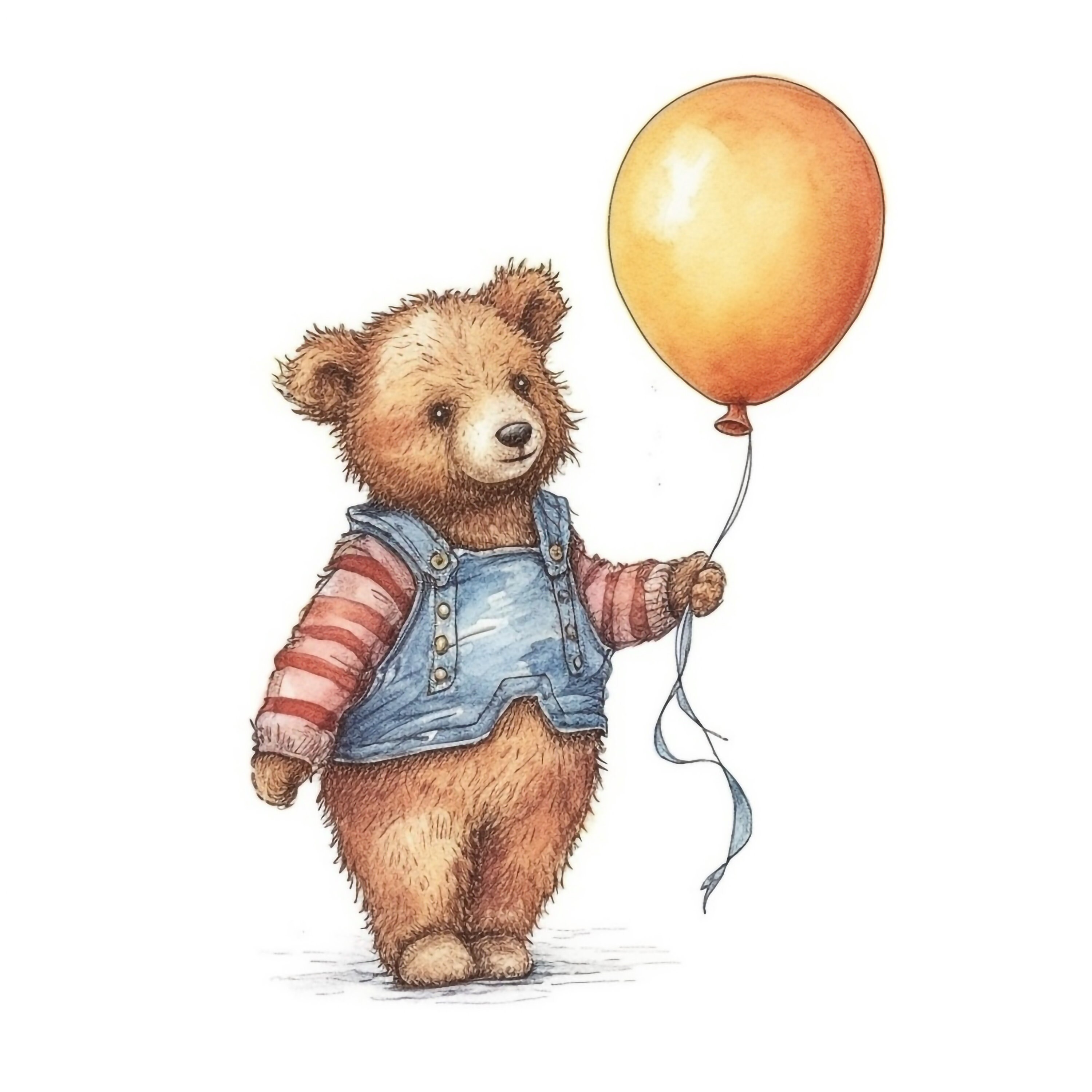Watercolor Nursery Wall Art Teddy Bear With Balloon Set of 10 Etsy