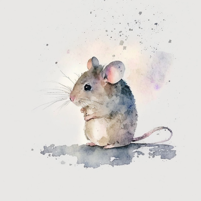 Watercolor Cute Mouse Clipart Set of 10 High Quality Jpgs Digital ...