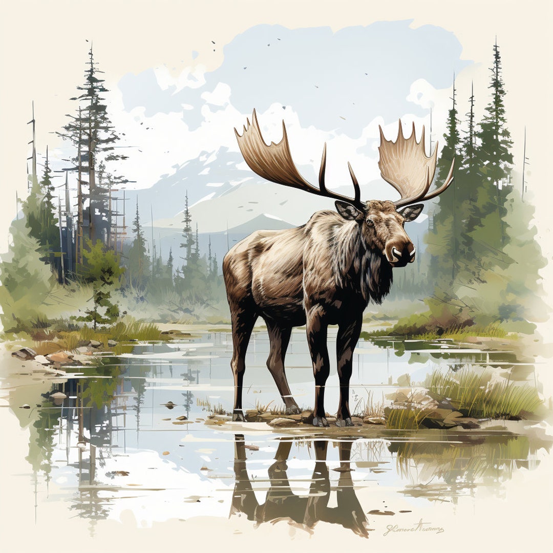 Moose Clipart 10 Digital Watercolor Clipart High Quality Images ...