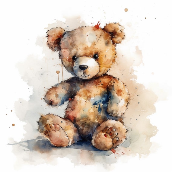 Watercolor Teddy Bear 10 Digital Clipart Bundle High Quality Images ,  Printable Art , Jpegs Digital Download Custom Print 
