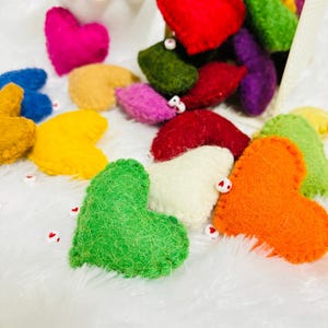 Handmade Wool Felt Hearts: Colorful Valentine&#39;s Day Decor, Pack of 5