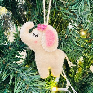 Décoration de Noël éléphant en feutre, décoration à suspendre, décoration d&#39;animal de safari pour Noël, décoration d&#39;intérieur et pour cadeaux de Noël (Lot de 1)