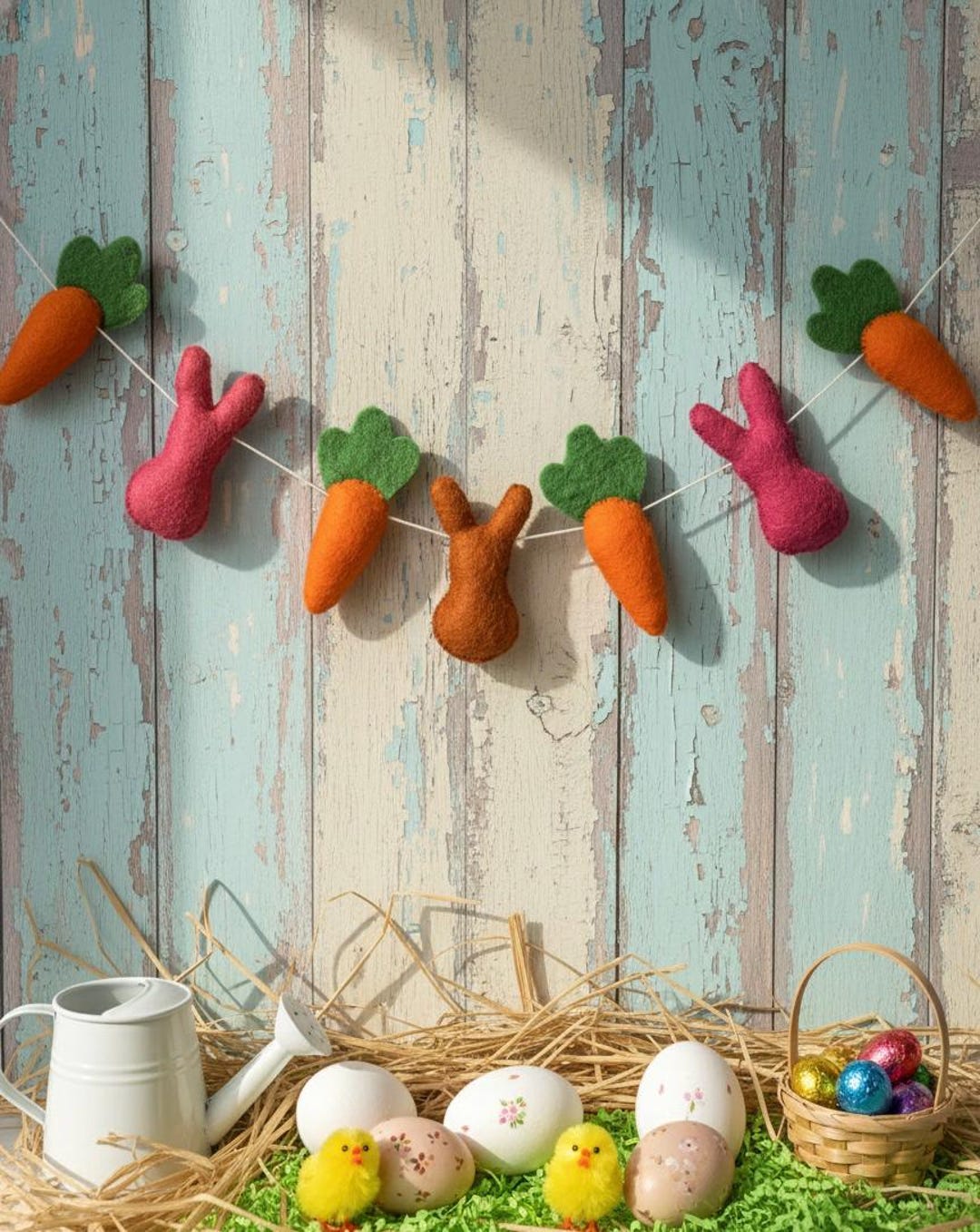 Wool Felt Easter Garland – Handmade Bunny & Carrot Banner - Etsy