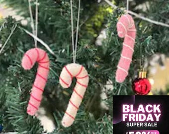 Christmas Candy Cane Hanging Ornaments, Felt Christmas Charm, Candy Charms, Christmas Gifts, Holiday Christmas Candy Decor, Xmas Candy Charm