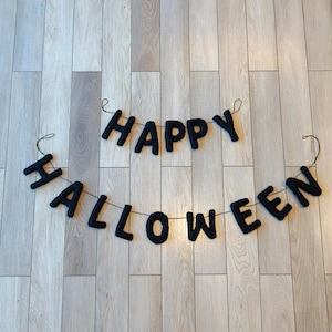 Guirnalda de feliz Halloween, pancarta de Halloween, guirnalda de otoño, decoración de Halloween para interiores y exteriores, guirnalda espeluznante, decoración de repisa de otoño, letras de fieltro