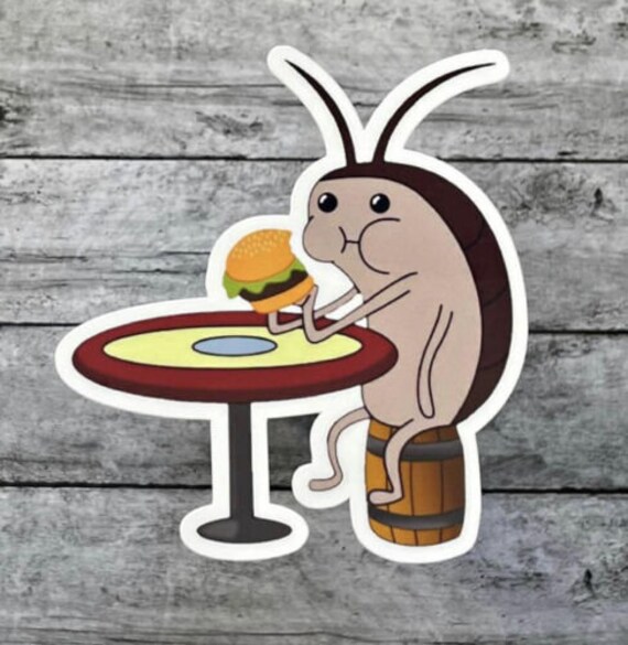 Spongebob Roach Eating Krabby Patty Krusty Krab Glossy Sticker Etsy