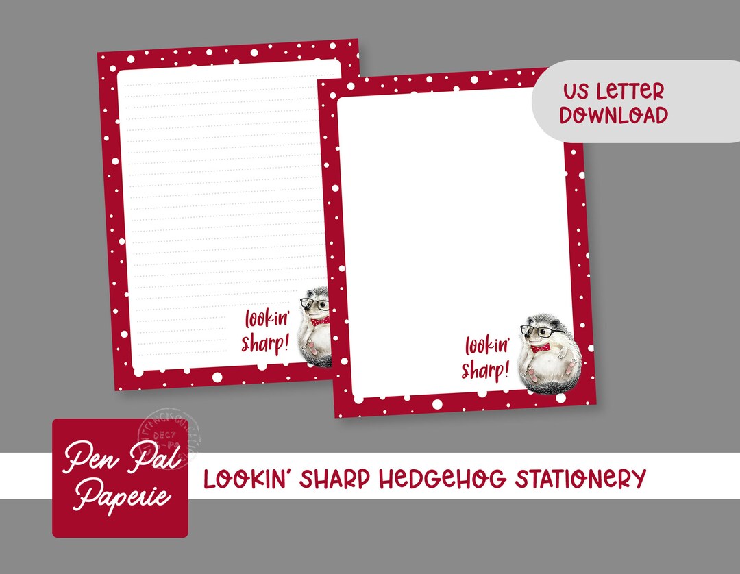 Lookin' Sharp Hedgehog Stationery US Letter Digital - Etsy