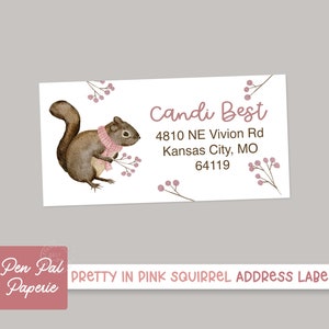 Pretty in Pink Squirrel Address Labels