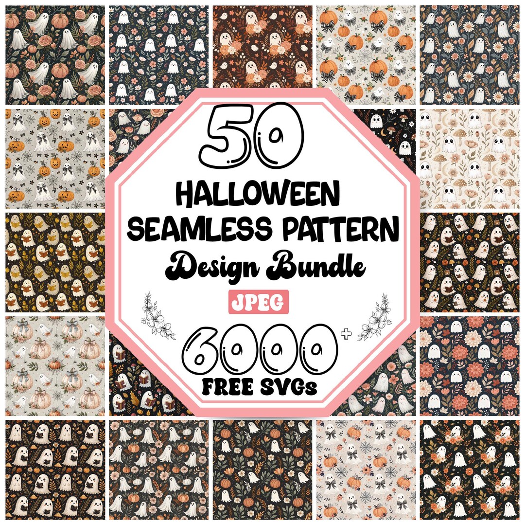 Retro Halloween Seamless Pattern Bundle | Digital Paper (digital ...