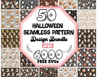 Retro Halloween Seamless Pattern Bundle | Digital Paper (Digital Download)