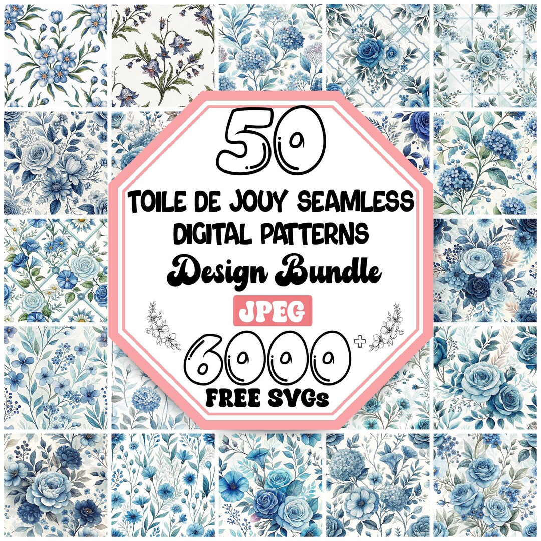 Toile De Jouy Floral Digital Paper: Seamless Vintage Patterns (digital ...