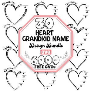 Personalized Heart Name SVG Bundle: Mother&#39;s Day, Grandma, Mom & Kids (Digital Download)