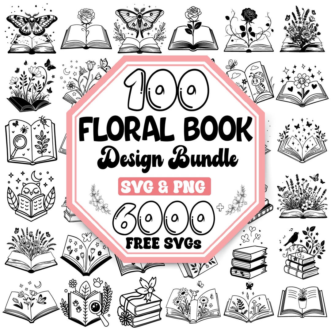 Floral Book SVG Bundle: Vintage Reading Designs (digital Download) - Etsy