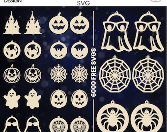 Halloween Ohrringe Laser Cut SVG Bundle: Gruselige Designs (Digitaler Download)