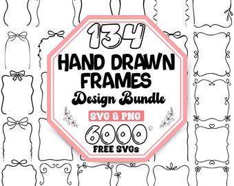 Hand Drawn Frames SVG Bundle | Vintage, Whimsical Borders (Digital Download)
