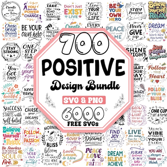 Positive SVG Design Bundle: Mental Health Svg, Motivational Svg (Digital Download)