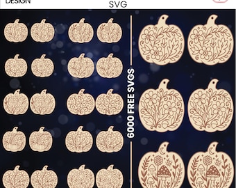 Lot de boucles d'oreilles citrouilles découpées au laser : Halloween, motifs d'automne (téléchargement numérique)