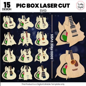 Guitar Pick Box Laser Cut SVG Bundle: Musical Instrument Design (Digital Download)