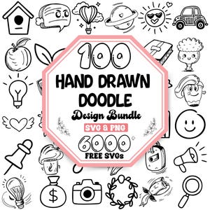 Hand Drawn Doodle Svg Bundle |Sketch Style Svg |Whimsical Sketches Svg |Freehand Svg |Playful Doodle Svg |Outlined Shape Svg |Doodle Element