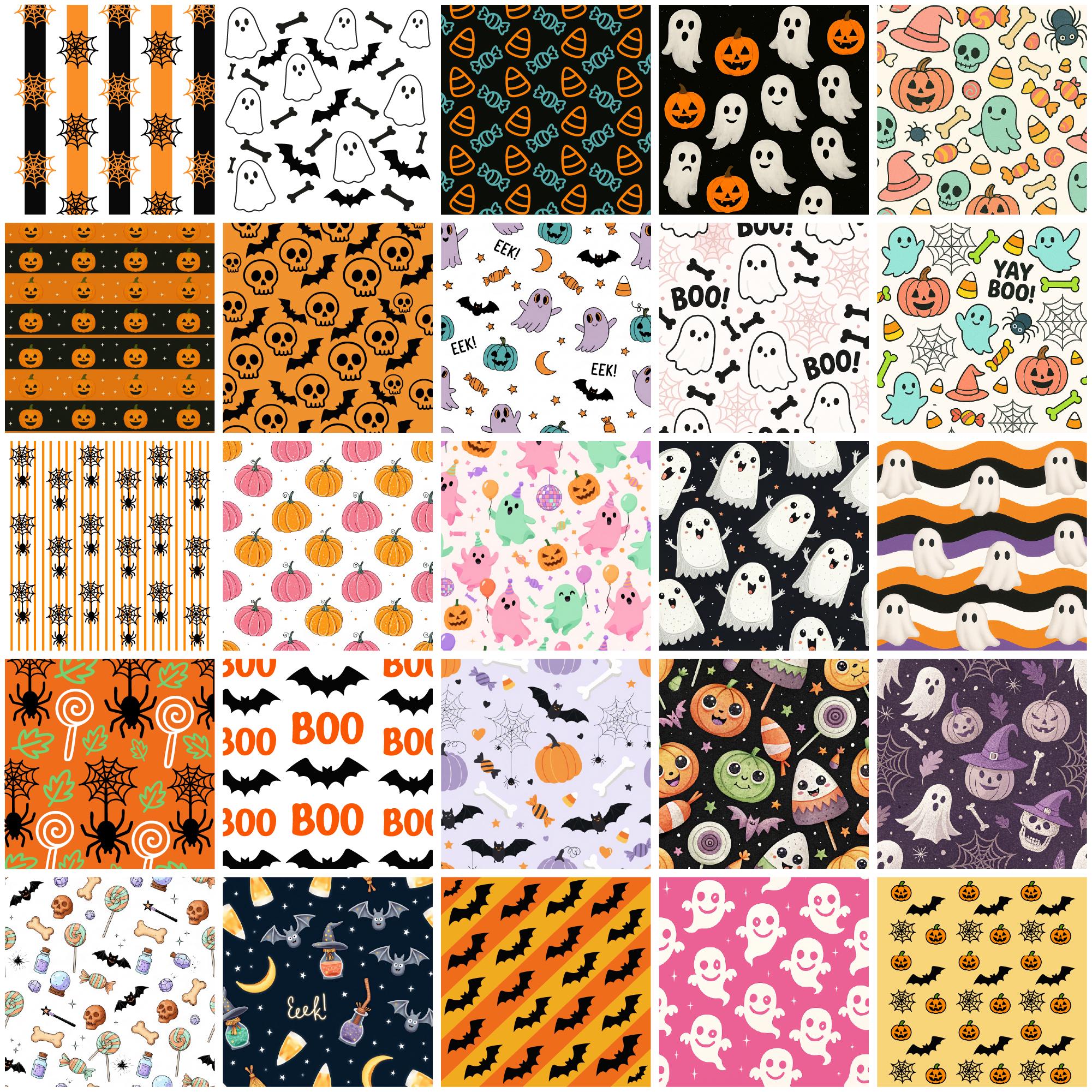 Cute Halloween Digital Seamless Pattern Bundle |printable Pattern Paper ...