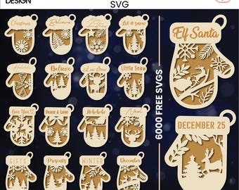 クリスマスオーナメント レーザーカット SVG バンドル：お祝いのツリーデコレーション（デジタルダウンロード）