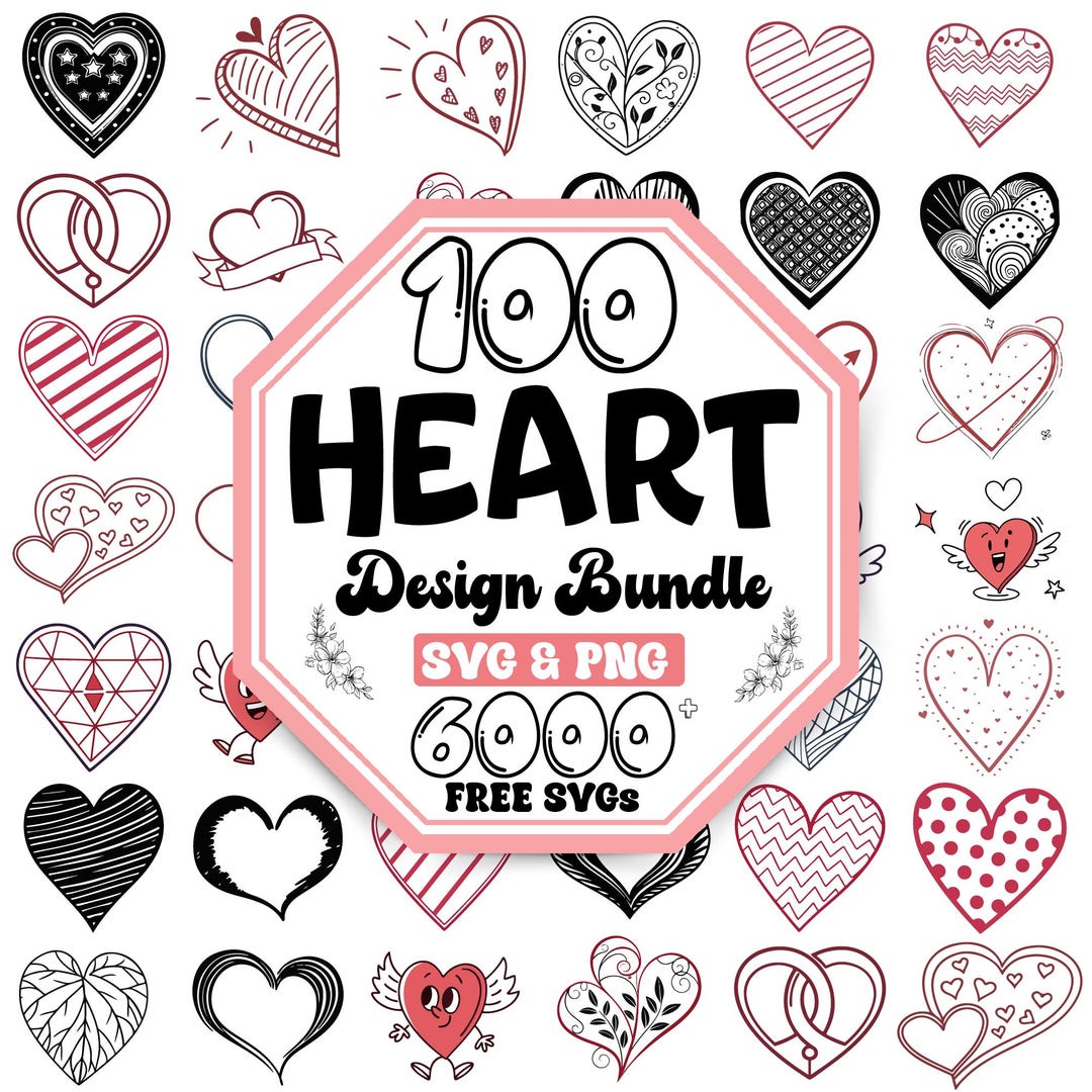 Heart SVG Bundle: Doodle & Sketch Valentine Designs (digital Download ...