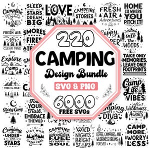 Lot Camping SVG : vie de camp, feu de camp, designs d&#39;aventure (téléchargement numérique)