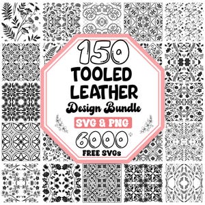 Tooled Leather Laser Cut Svg Bundle |Seamless Pattern Svg |Floral Engraved Leather Backgrounds Svg |Floral Papers Laser Cut Svg Bundle