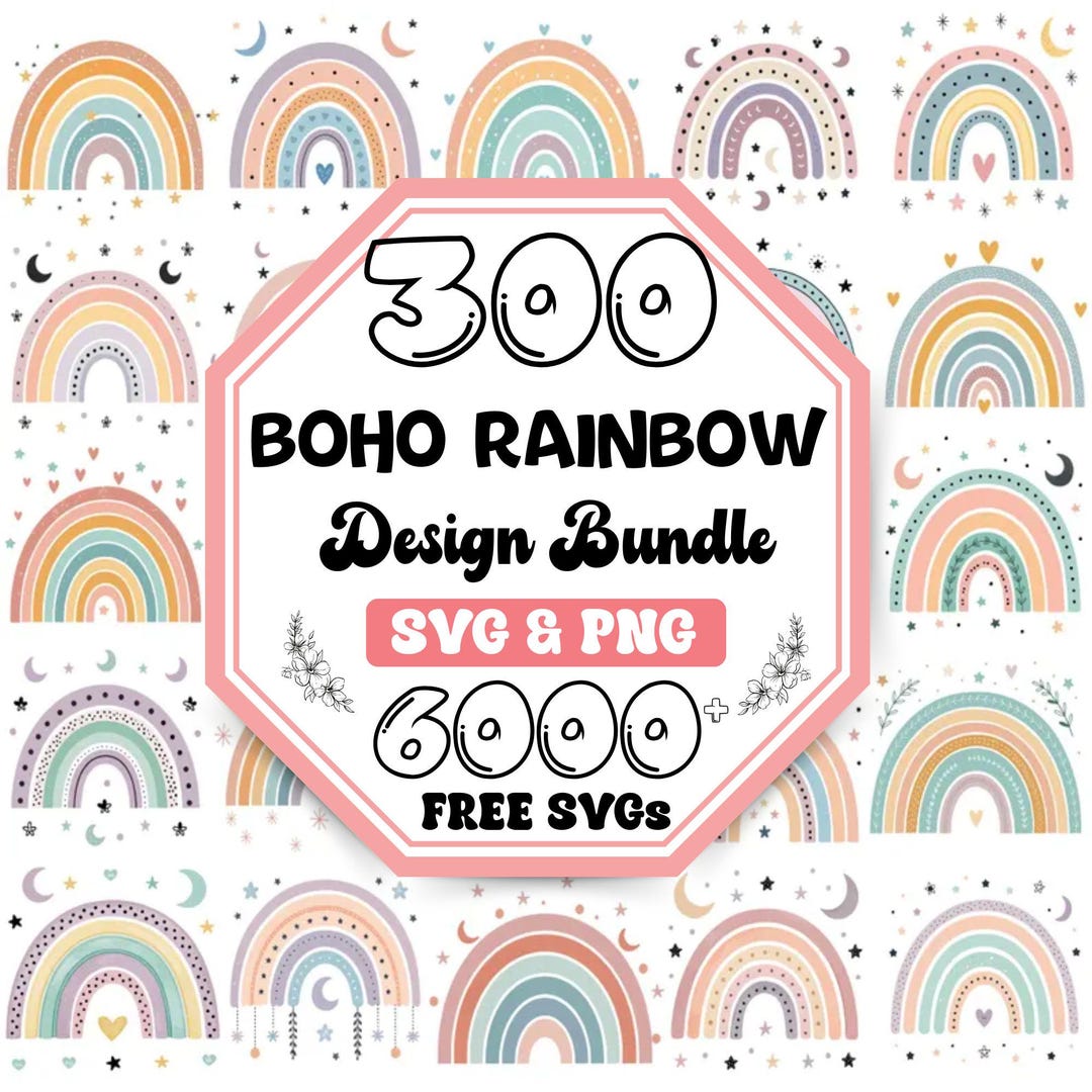Boho Rainbow SVG Bundle: Retro Pastel Designs (digital Download) - Etsy