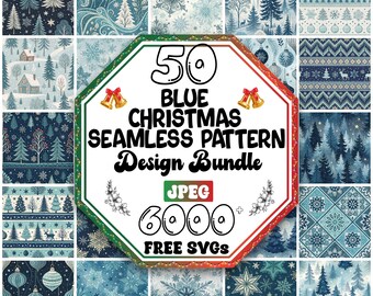 Blue Christmas Seamless Pattern Bundle | Winter Digital Paper (Digital Download)