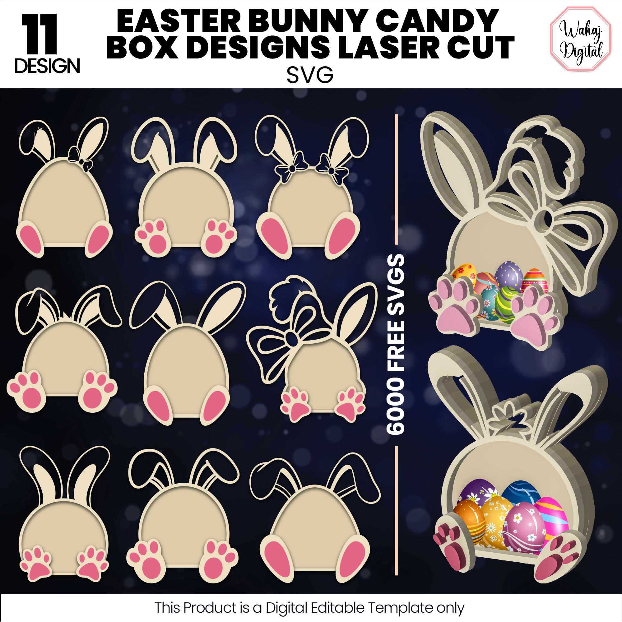Easter Bunny Candy Box Svg Bundle Laser Cut File |easter Favor Box Svg ...