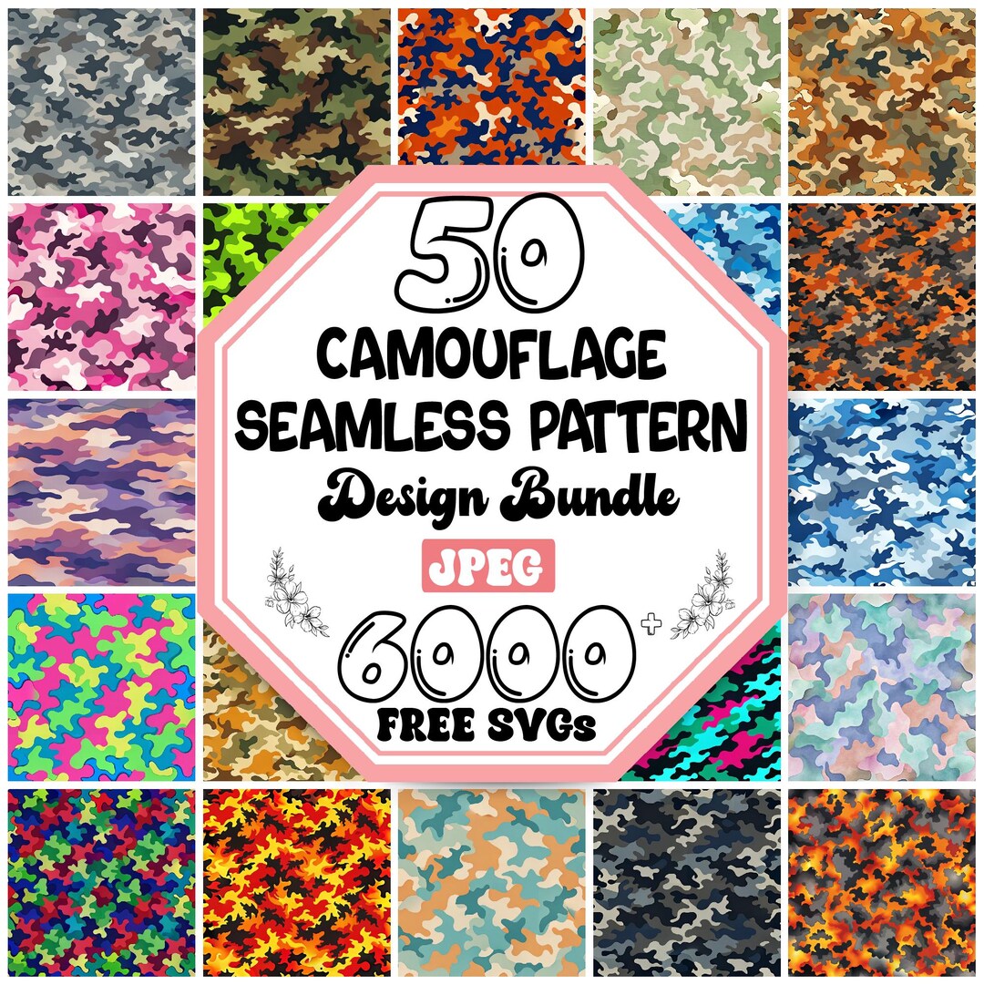 Camouflage Seamless Patterns Bundle: Printable Camo Digital Paper ...