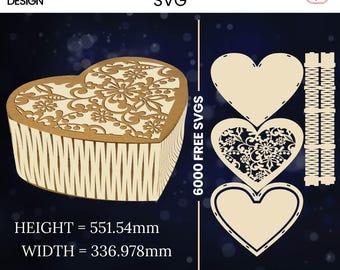 Heart Shaped Box SVG Bundle: Laser Cut Files, Valentine Jewelry Box (Digital Download)
