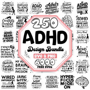 Pakiet ADHD Svg | Kocham kogoś z ADHD Svg | Świadomość ADHD Svg | Adhd Svg | Cytaty bohaterów ADHD Svg | Mózg ADHD Svg | Zdrowie psychiczne Svg