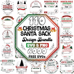 Jultomten säck SVG-paket | Julklappspåse Svg | Nordpolen Special Delivery Svg | Jultomten väska säck Svg | Nordpolen tomten väska