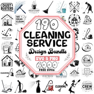 Schoonmaakservice Svg-bundel | Schoonmaakster Svg | Huishoudelijk Svg | Schoonmaakhulpmiddelen Svg | Schoonmaakservice Svg | Dweilbezem Svg | Huishoudelijke schoonmaak Svg