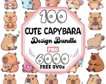 Cute Capybara Png Bundle |Kawaii Capivara Png |Animais Fofos Png |Capivara Clipart |Engraçado Capivara Png