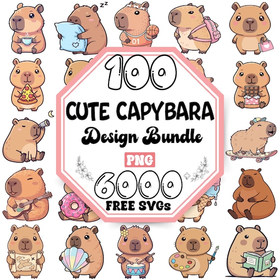 Cute Capybara Png Bundle |Kawaii Capybara Png |Cute Animals Png |Capybara Clipart |Funny Capybara Png
