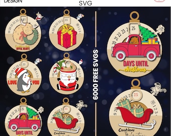 Christmas Countdown Calendar Laser Cut SVG Bundle |Christmas Ornaments Svg |Christmas Countdown Sign |Christmas Season |Countdown Ornaments