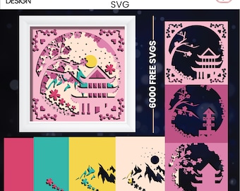 Floral Shadow Box SVG Bundle | Layered Shadow Box Design (Digital Download)