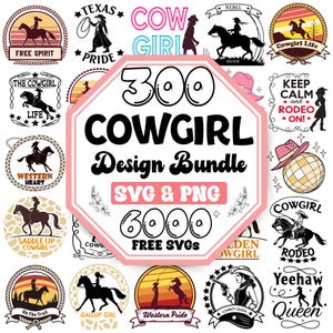Cowgirl SVG Bundle: Rodeo, Country Music, Western Designs (Digital Download)