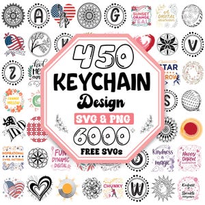 Lot de porte-clés SVG : rond, hexagonal, motifs de coups de pinceau (téléchargement numérique)