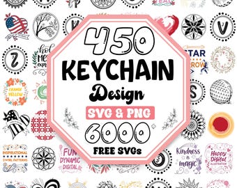Keychain SVG Bundle: Round, Hexagon, Brush Stroke Patterns (Digital Download)