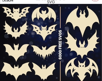Halloween Laser Cut Bat SVG Bundle: Spooky Silhouette Designs (Digital Download))