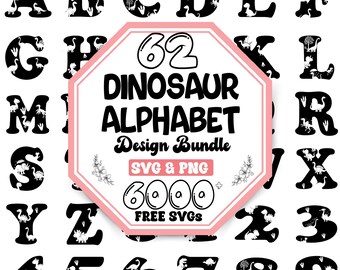 Pakiet SVG z alfabetem dinozaurów: czcionka z wzorem dinozaura (pobieranie cyfrowe)