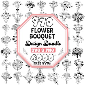 花束 SVG バンドル | ミニマリスト ブーケ SVG | 植物 SVG | かわいい花束 SVG | ワイルドフラワー ブーケ SVG | フィールド プラント ウェディング