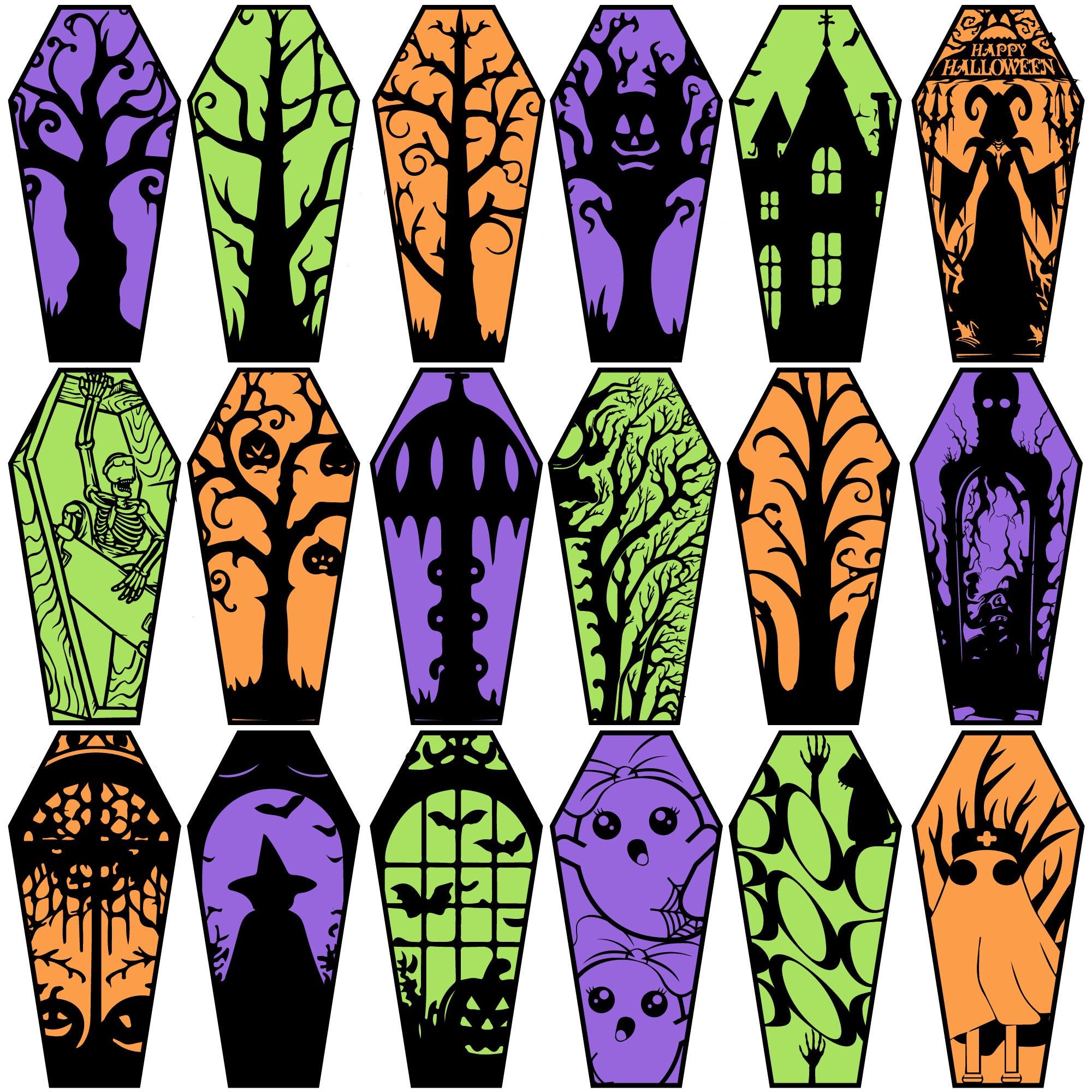 ハロウィン棺 SVG バンドル: 不気味なデザイン (デジタルダウンロード 
