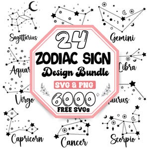 Ensemble Svg signe du zodiaque | Astrologie Svg | Horoscope Svg | Zodiaque Svg | Étoiles Svg | Constellation | Svg Scorpion | Signe Lion | Signe Cancer
